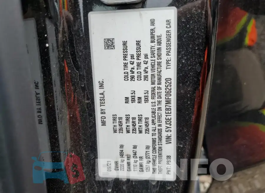 5YJ3E1EB7MF062520 Photo# 13