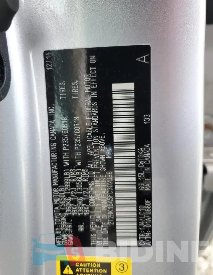 2T2BK1BA5FC302098 Photo# 13