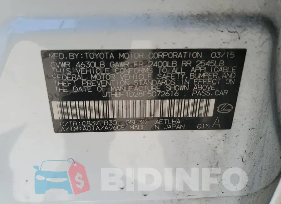 JTHBF1D28F5072616 Photo# 12