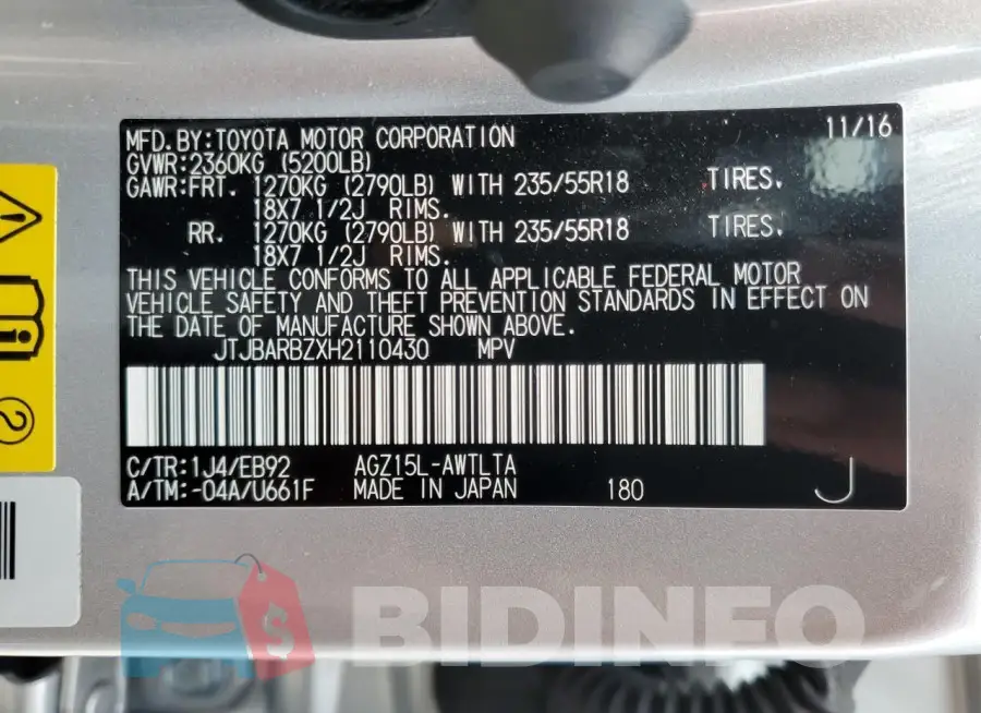 JTJBARBZXH2110430 Photo# 13