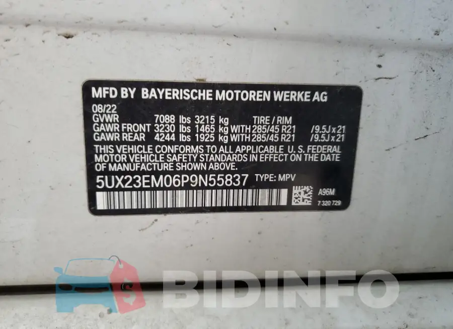 5UX23EM06P9N55837 Photo# 13
