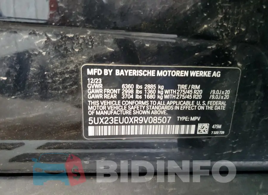 5UX23EU0XR9V08507 Photo# 13