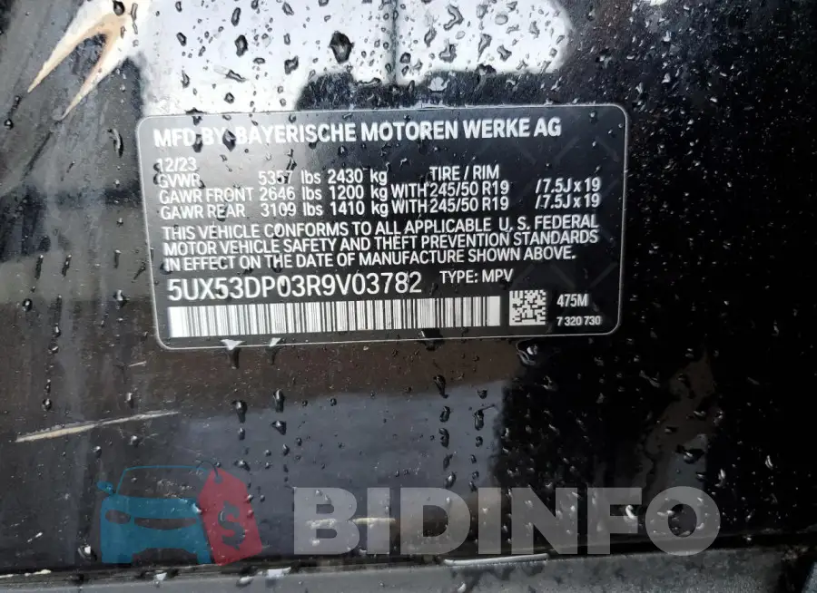 5UX53DP03R9V03782 Photo# 13