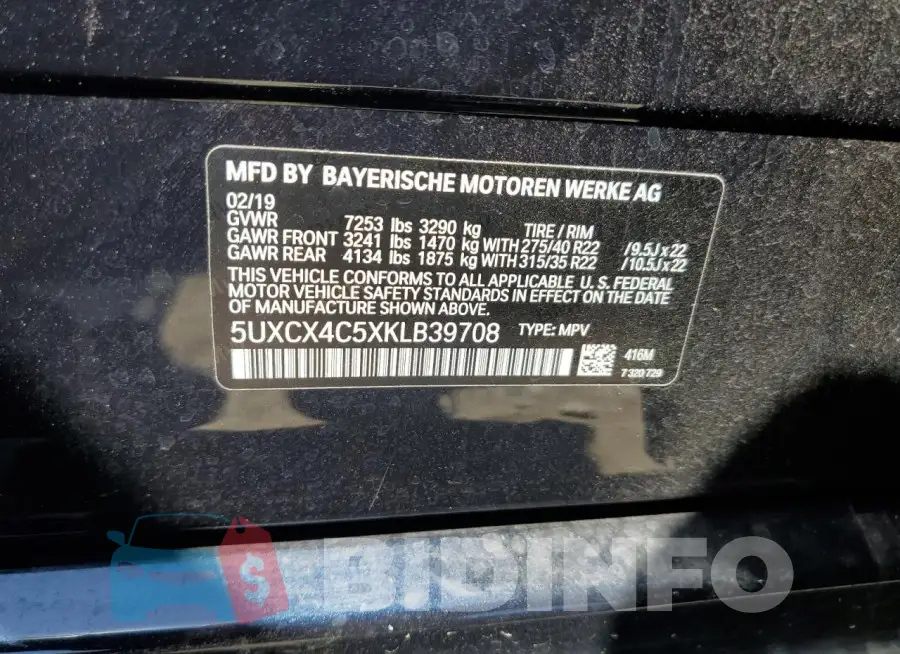 5UXCX4C5XKLB39708 Photo# 13