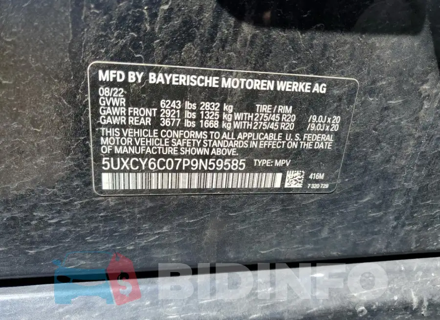5UXCY6C07P9N59585 Photo# 12