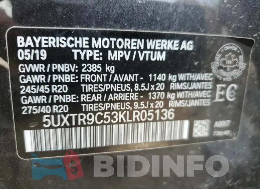 5UXTR9C53KLR05136 Photo# 14
