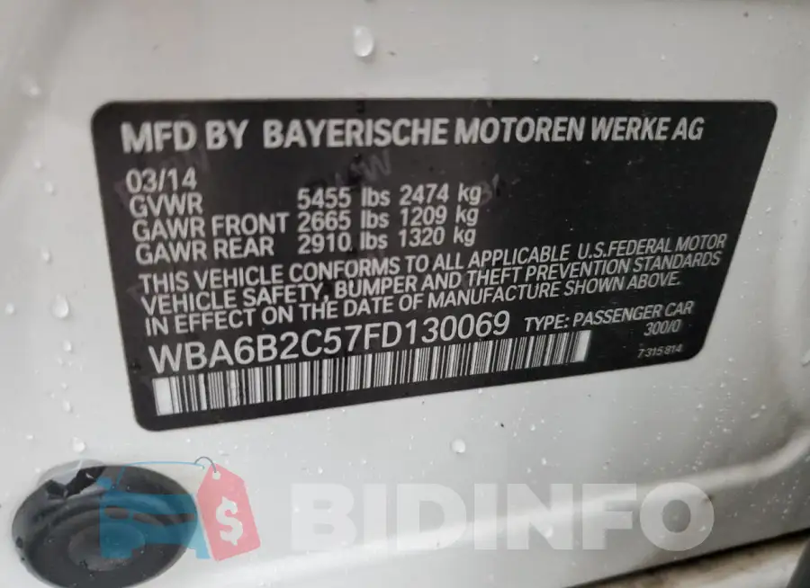 WBA6B2C57FD130069 Photo# 12