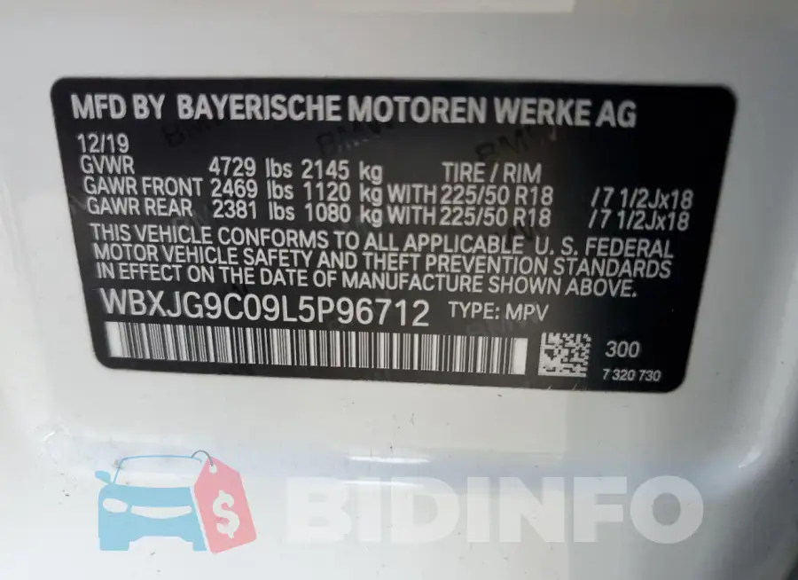 WBXJG9C09L5P96712 Photo# 13