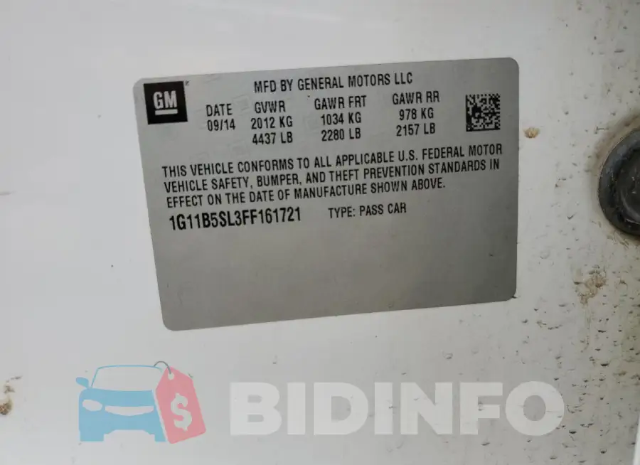 1G11B5SL3FF161721 Photo# 12