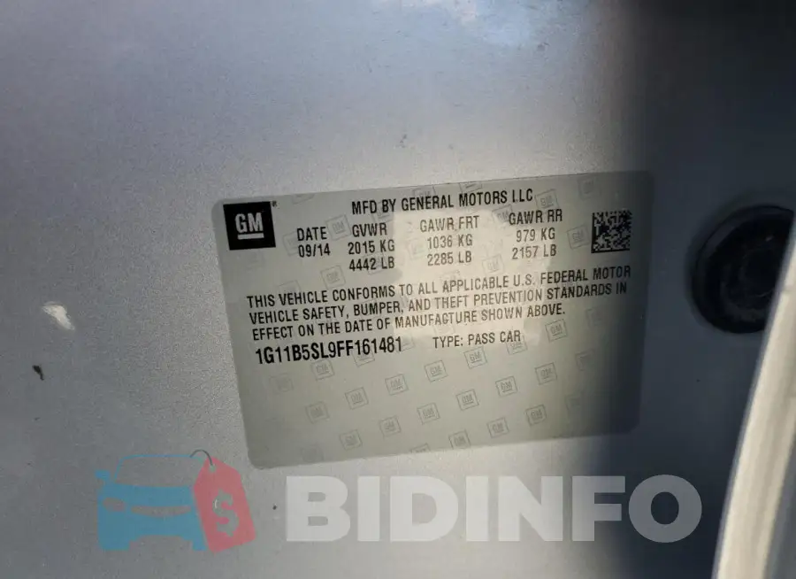 1G11B5SL9FF161481 Photo# 13