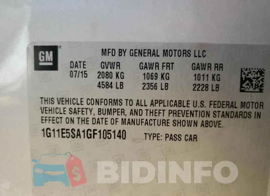 1G11E5SA1GF105140 Photo# 12