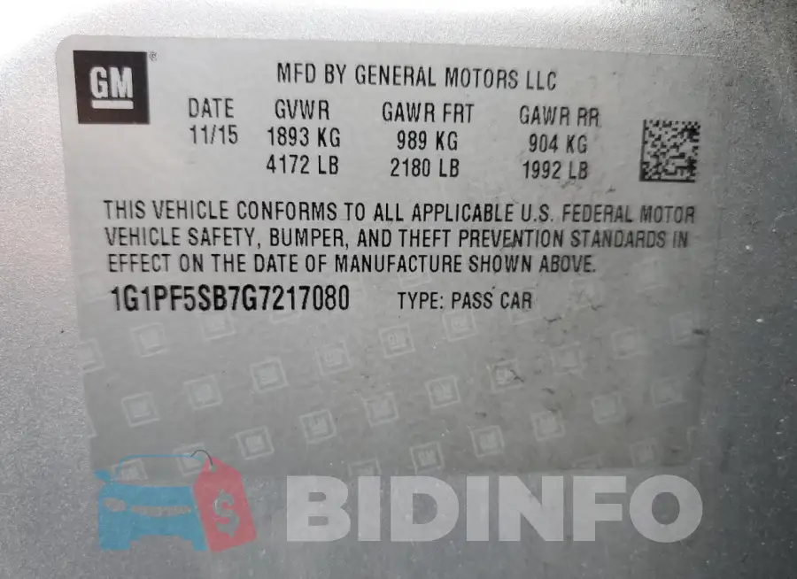 1G1PF5SB7G7217080 Photo# 12