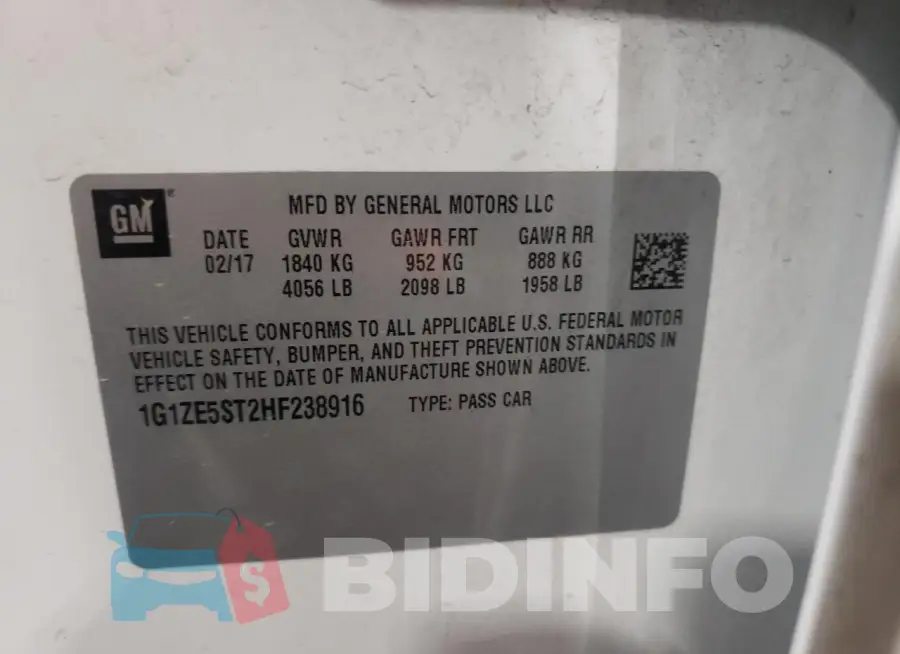 1G1ZE5ST2HF238916 Photo# 12