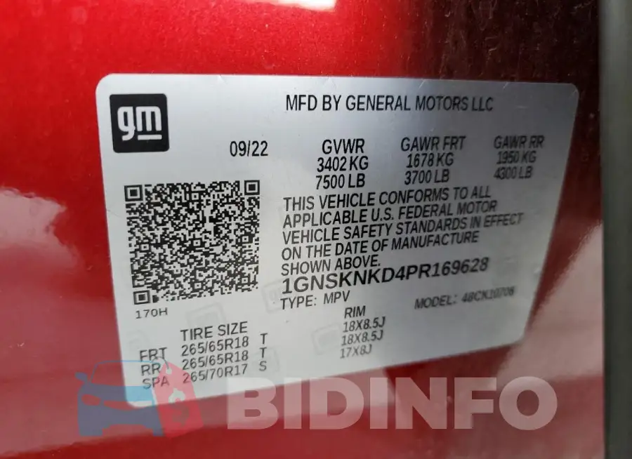 1GNSKNKD4PR169628 Photo# 13