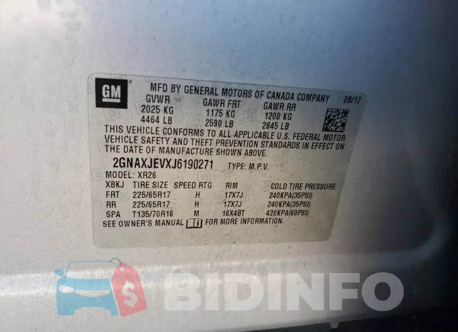 2GNAXJEVXJ6190271 Photo# 14