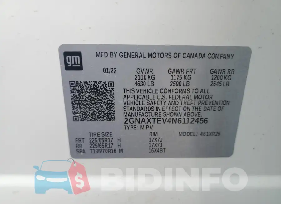 2GNAXTEV4N6112456 Photo# 13