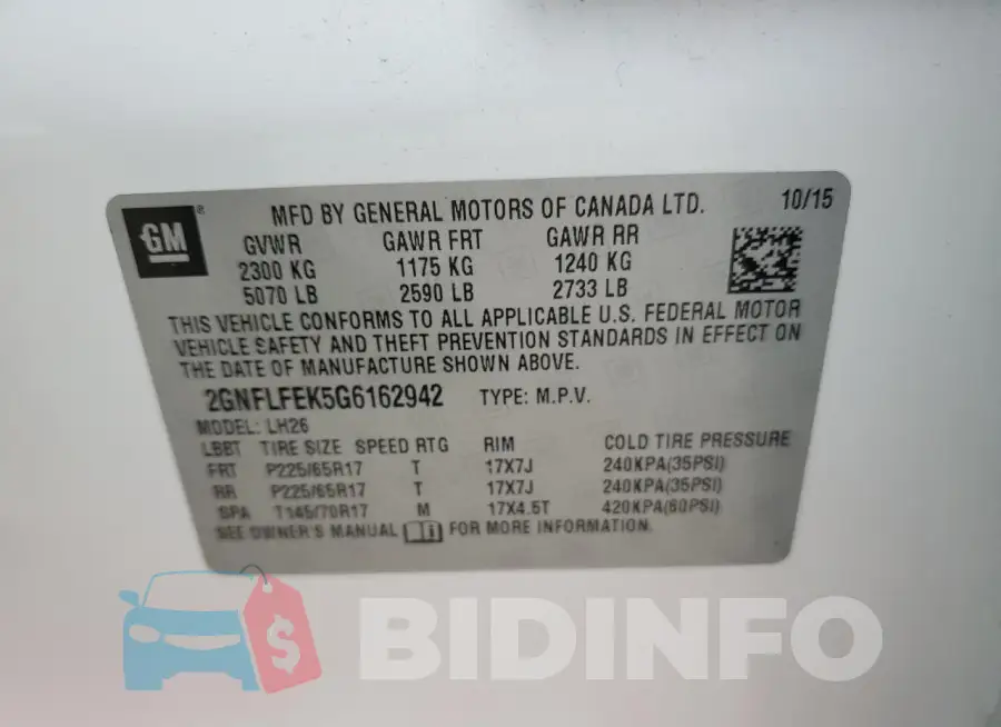 2GNFLFEK5G6162942 Photo# 13