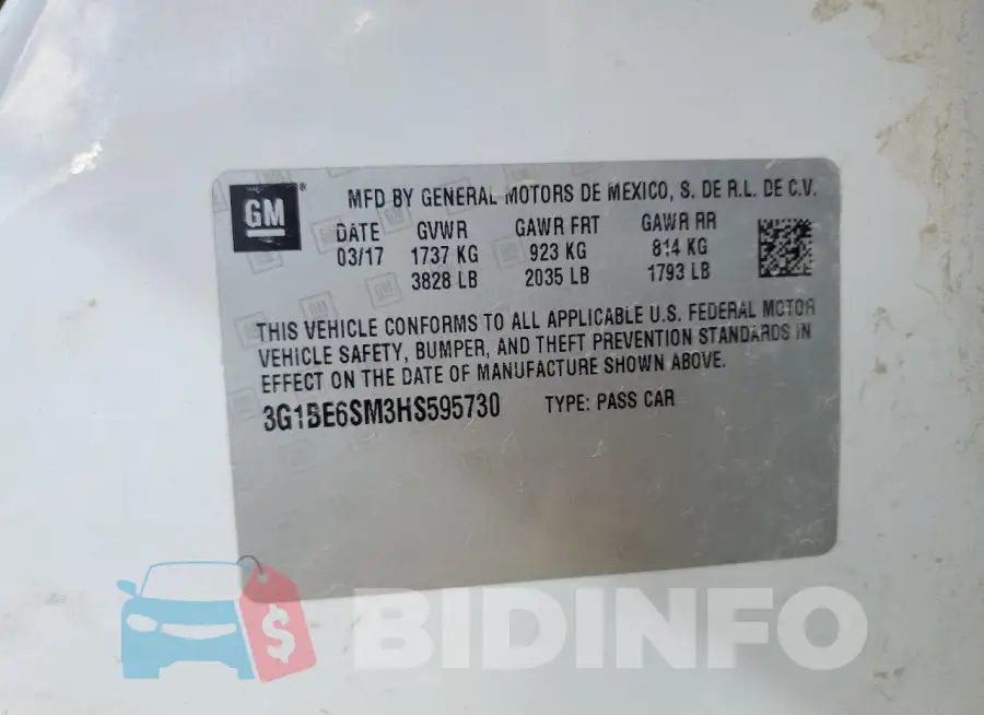3G1BE6SM3HS595730 Photo# 13