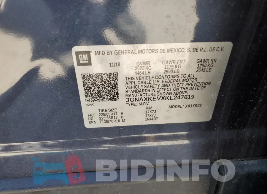 3GNAXKEVXKL247619 Photo# 14