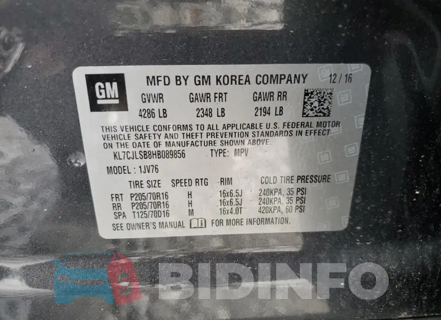 KL7CJLSB8HB089856 Photo# 13