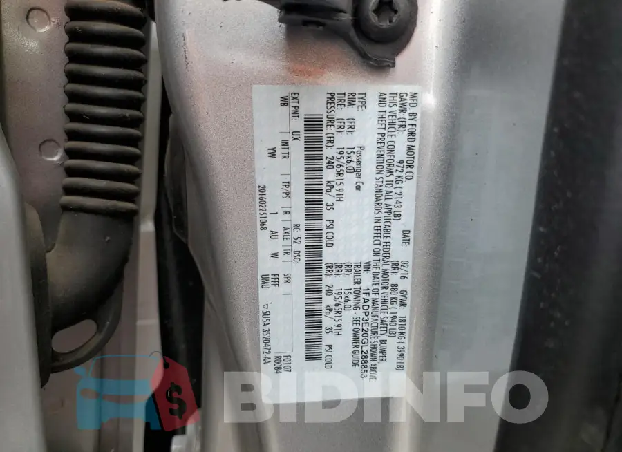1FADP3E20GL288853 Photo# 12