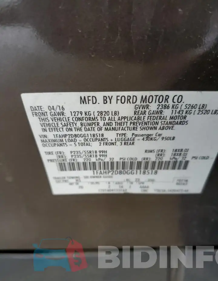 1FAHP2D80GG118518 Photo# 13