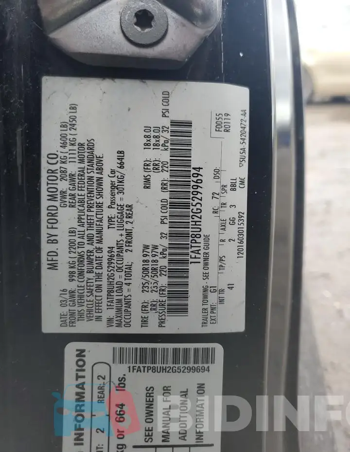 1FATP8UH2G5299694 Photo# 12