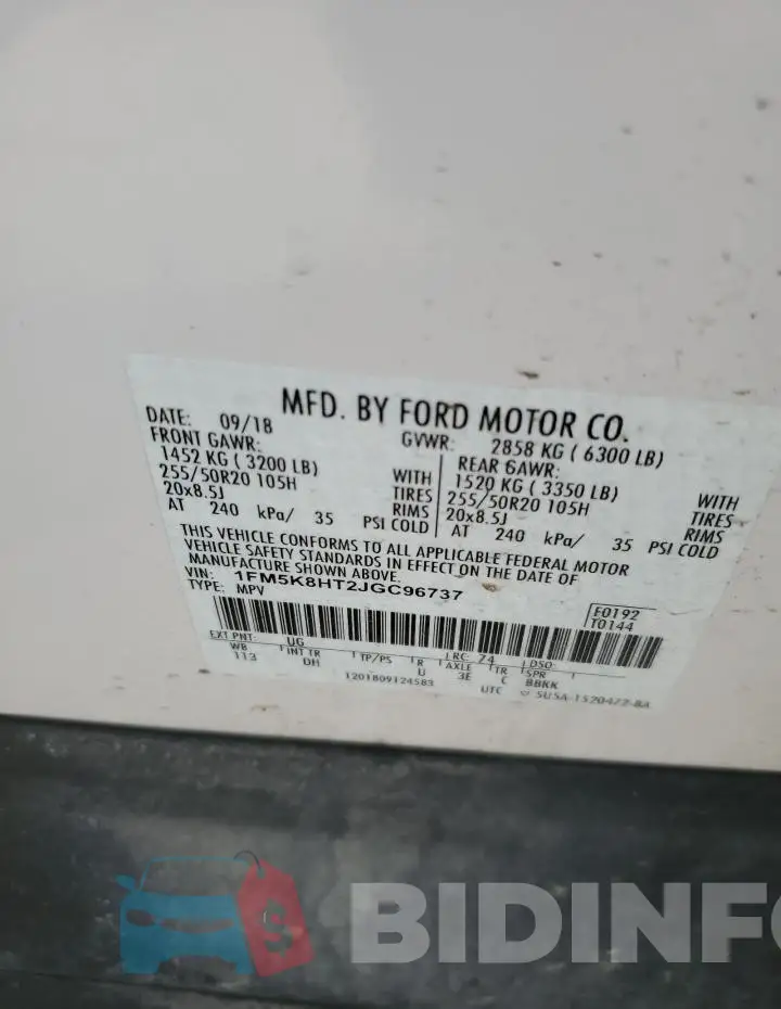 1FM5K8HT2JGC96737 Photo# 12