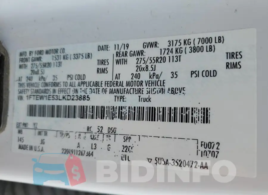 1FTEW1E53LKD23885 Photo# 12