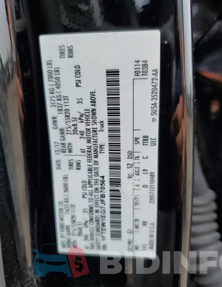 1FTEW1EG7JFB70564 Photo# 12