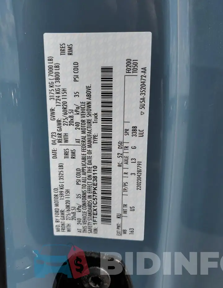 1FTEX1C57PKE38110 Photo# 13