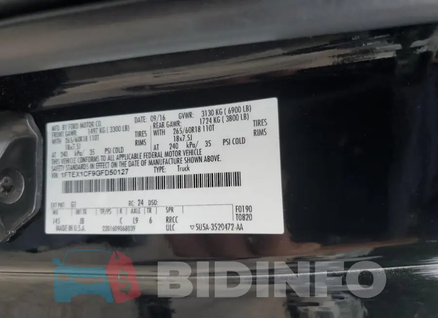 1FTEX1CF9GFD50127 Photo# 13