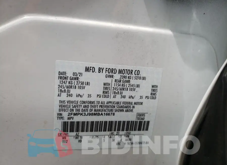 2FMPK3J98MBA16678 Photo# 14