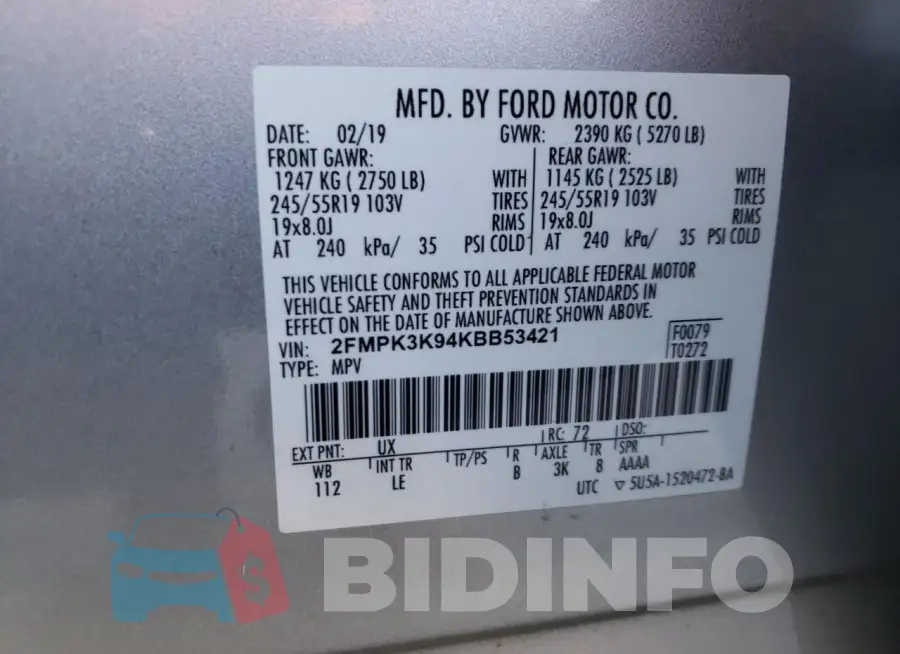 2FMPK3K94KBB53421 Photo# 12
