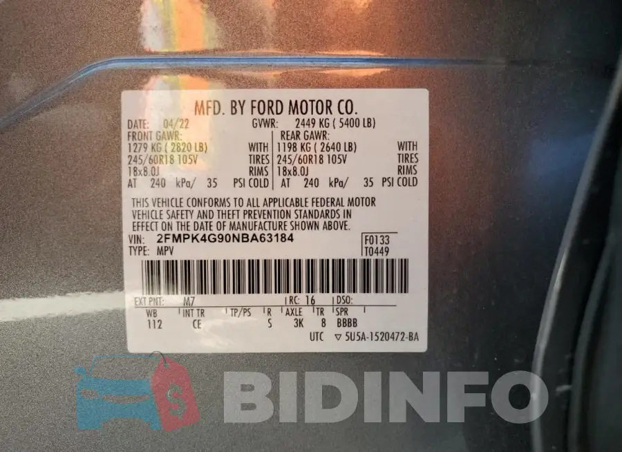 2FMPK4G90NBA63184 Photo# 12