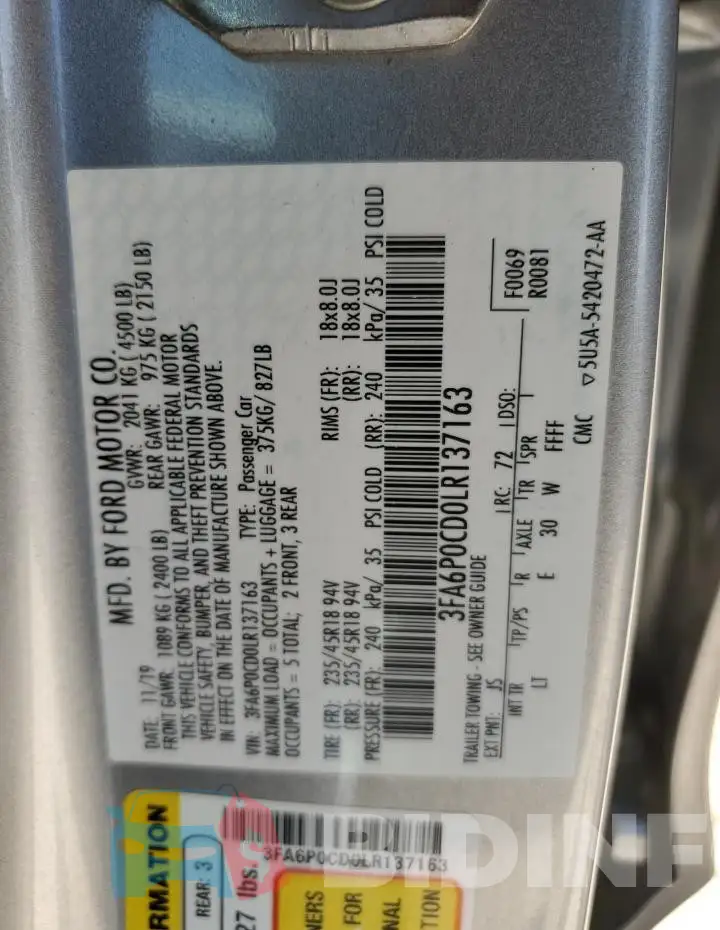 3FA6P0CD0LR137163 Photo# 12