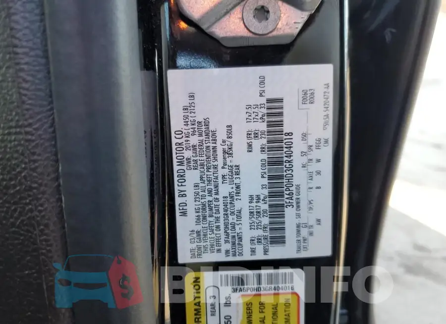 3FA6P0HD3GR404018 Photo# 12