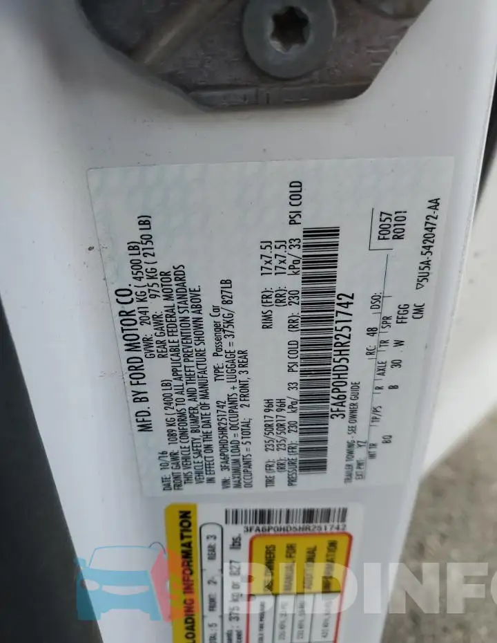 3FA6P0HD5HR251742 Photo# 12