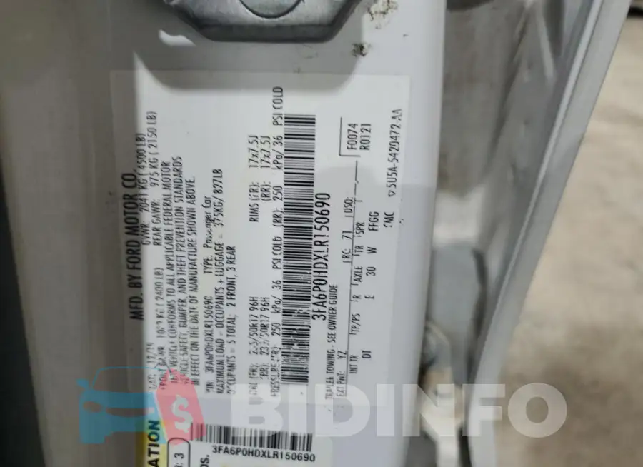 3FA6P0HDXLR150690 Photo# 12