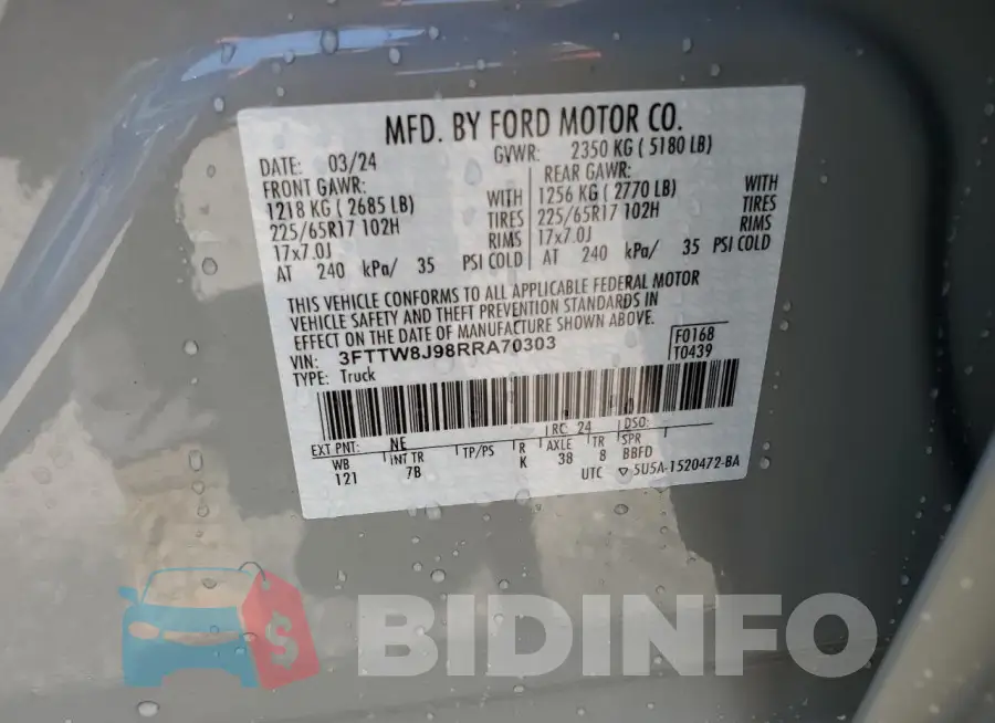 3FTTW8J98RRA70303 Photo# 12