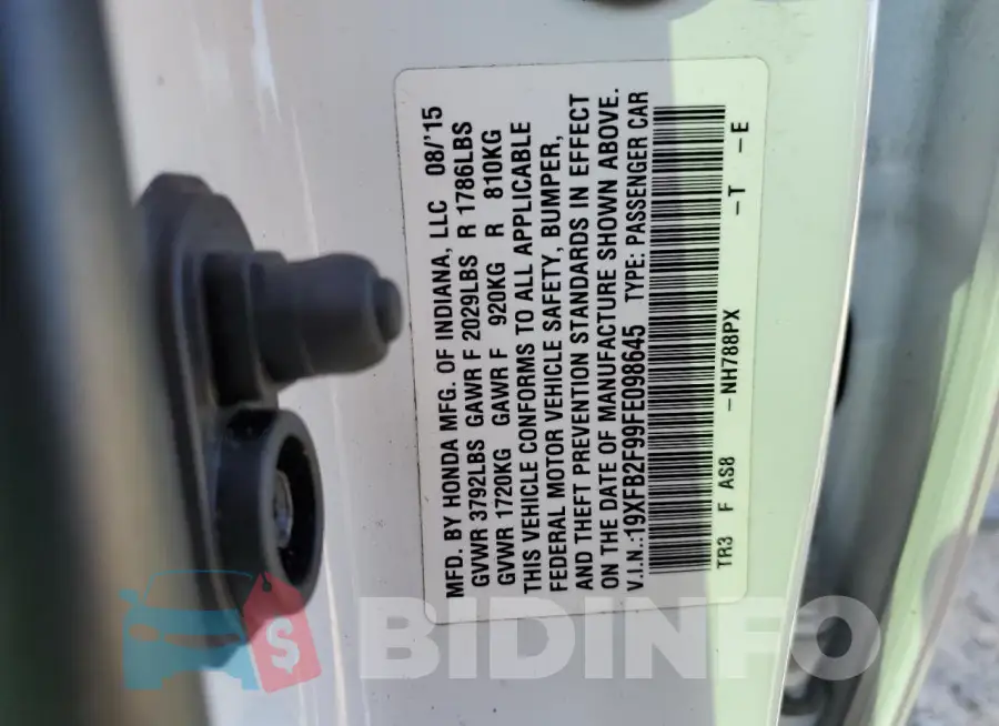 19XFB2F99FE098645 Photo# 13