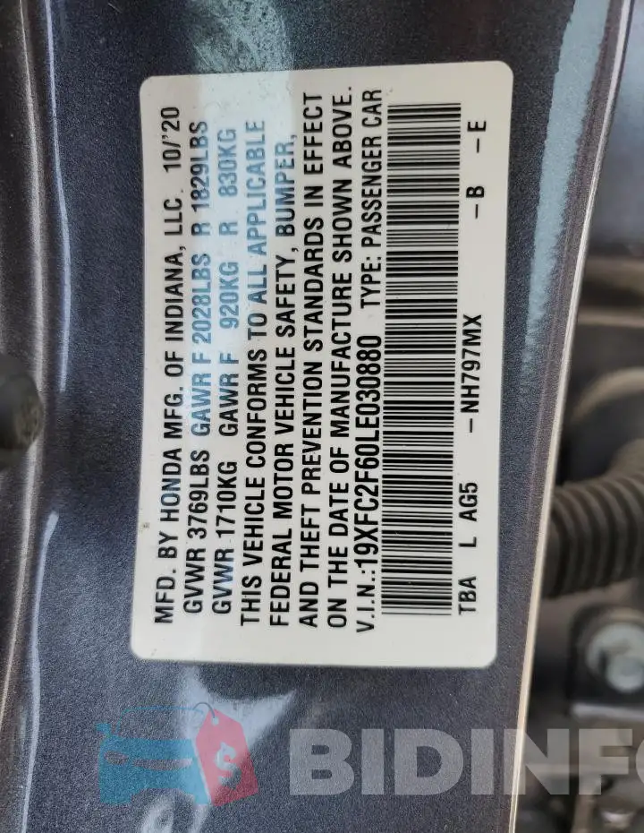 19XFC2F60LE030880 Photo# 13
