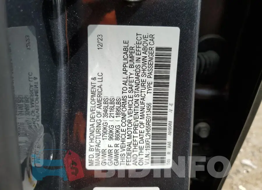 19XFL2H55RE013456 Photo# 12