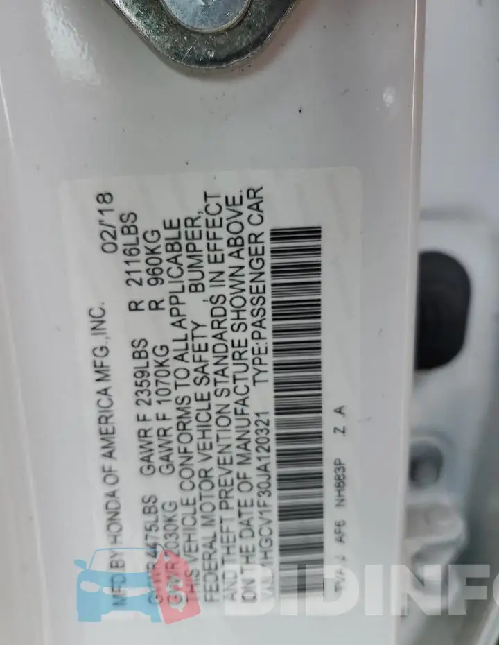 1HGCV1F30JA120321 Photo# 12