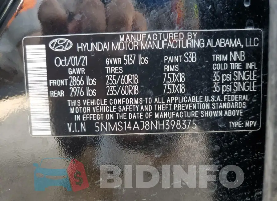 5NMS14AJ8NH398375 Photo# 14