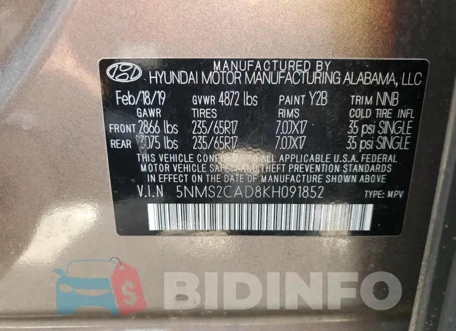 5NMS2CAD8KH091852 Photo# 13