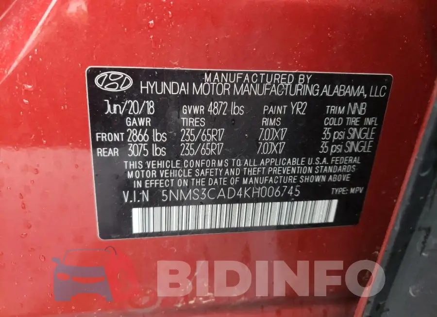 5NMS3CAD4KH006745 Photo# 13