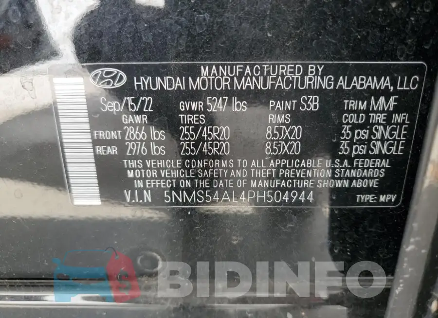 5NMS54AL4PH504944 Photo# 13