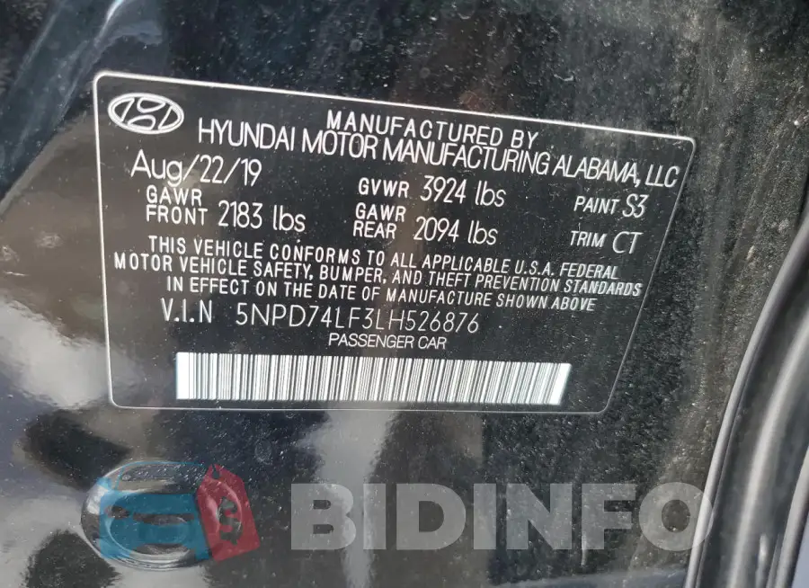 5NPD74LF3LH526876 Photo# 13