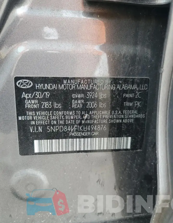 5NPD84LF1KH494876 Photo# 13